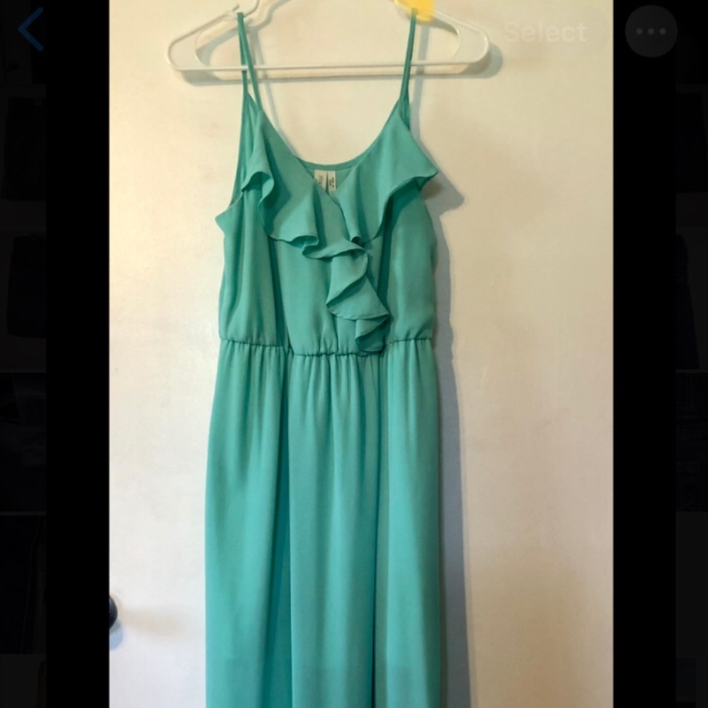 Pink Owl turquoise chiffon maxi dress